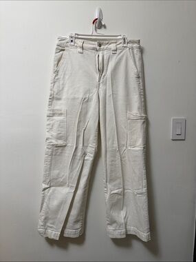 American Eagle Outfitters Cream Wide-Leg Cargo Jeans